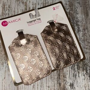Luggage Tag Set 2 Art Deco Rose Gold Miamica Travel Faux Leather Miamica gold